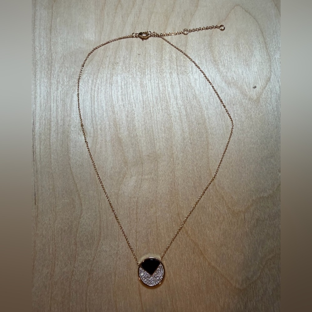 Charlie Paige Gold Necklace with Black Pendant